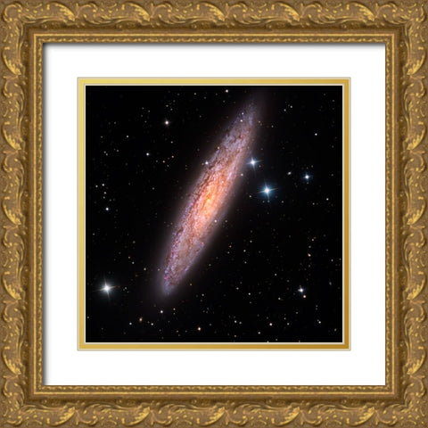 Sculptor Galaxy Gold Ornate Wood Framed Art Print with Double Matting by Chander, Vikas