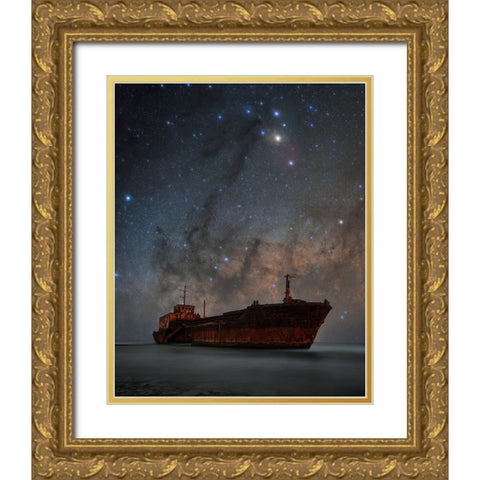 Aparajith Gold Ornate Wood Framed Art Print with Double Matting by Chander, Vikas