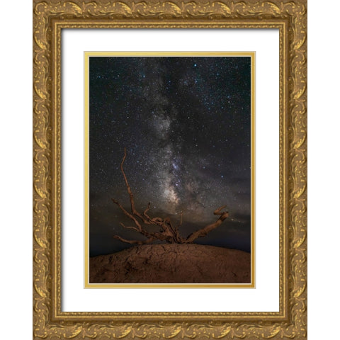 Gobi Desert Night Gold Ornate Wood Framed Art Print with Double Matting by Yu Wu, Irene