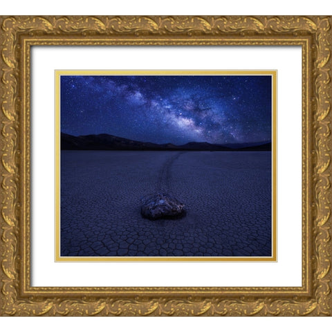 Milky Way Over The Racetrack Gold Ornate Wood Framed Art Print with Double Matting by Zhang, Anna