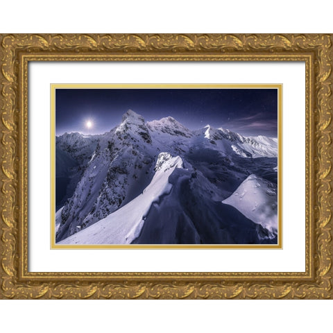Koscielec in the Night Gold Ornate Wood Framed Art Print with Double Matting by Nienartowicz, Karol