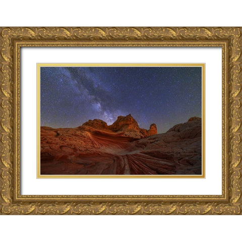 White Pocket Under Milkway Gold Ornate Wood Framed Art Print with Double Matting by pingwei pan, joy