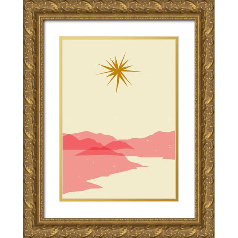 Sunny landscape Gold Ornate Wood Framed Art Print with Double Matting by NKTN