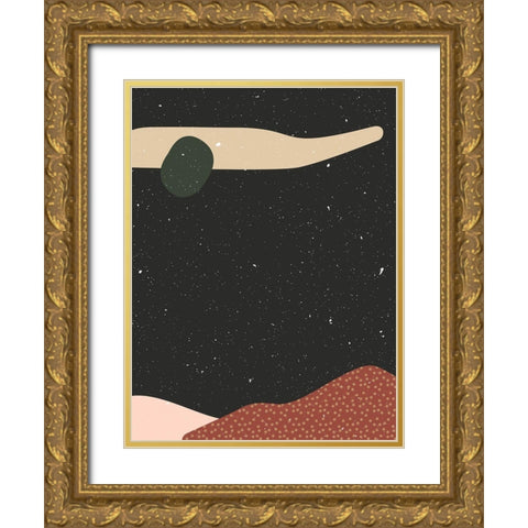 Abstract composition 3 Gold Ornate Wood Framed Art Print with Double Matting by NKTN
