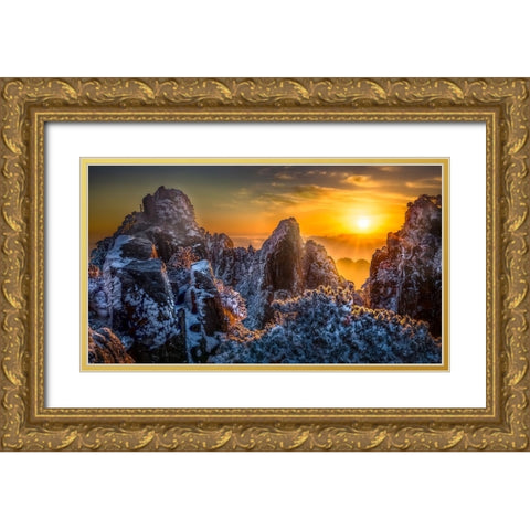 The Yellow Mountain Gold Ornate Wood Framed Art Print with Double Matting by Lim, Jack