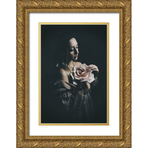 Flowers Gold Ornate Wood Framed Art Print with Double Matting by Kurz, Christian