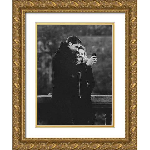 Couple Selfie Gold Ornate Wood Framed Art Print with Double Matting by Yamamoto, Eiji