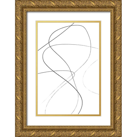 Loose Lines Gold Ornate Wood Framed Art Print with Double Matting by Uplusmestudio