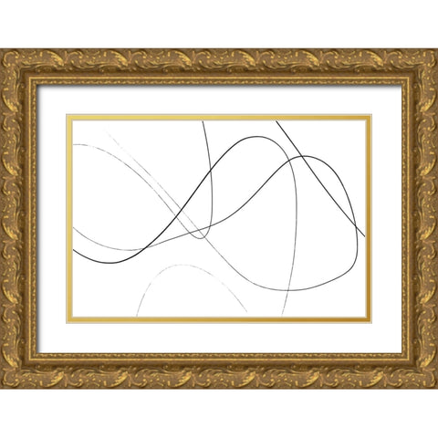 Loose Lines Gold Ornate Wood Framed Art Print with Double Matting by Uplusmestudio