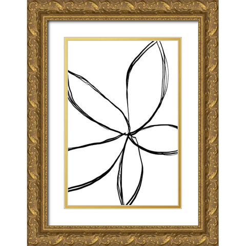 Simple Flower Gold Ornate Wood Framed Art Print with Double Matting by Uplusmestudio