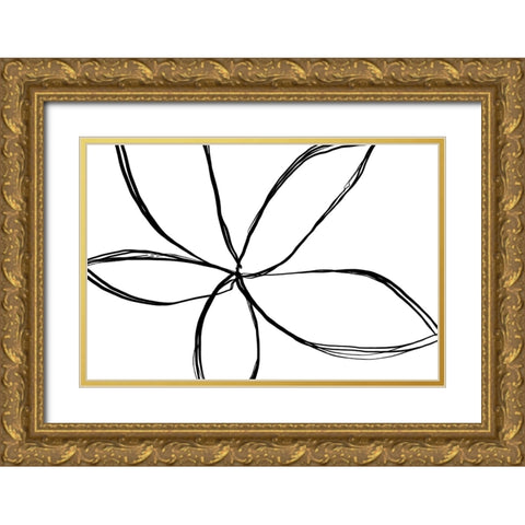 Simple Flower Gold Ornate Wood Framed Art Print with Double Matting by Uplusmestudio