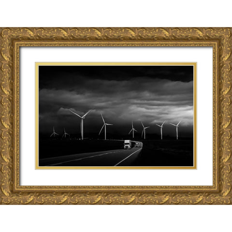 Before Dawn Gold Ornate Wood Framed Art Print with Double Matting by Li, Bing