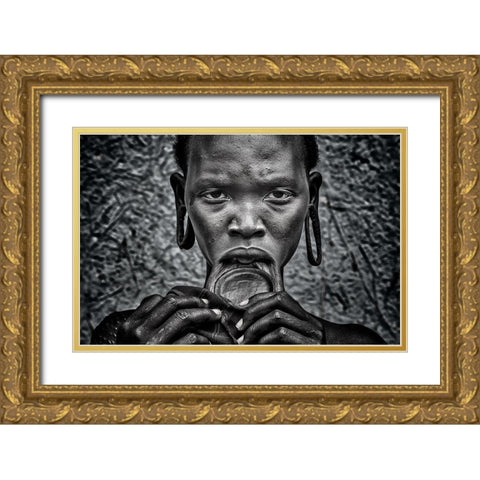Surmi Woman. Gold Ornate Wood Framed Art Print with Double Matting by Inazio Kuesta, Joxe
