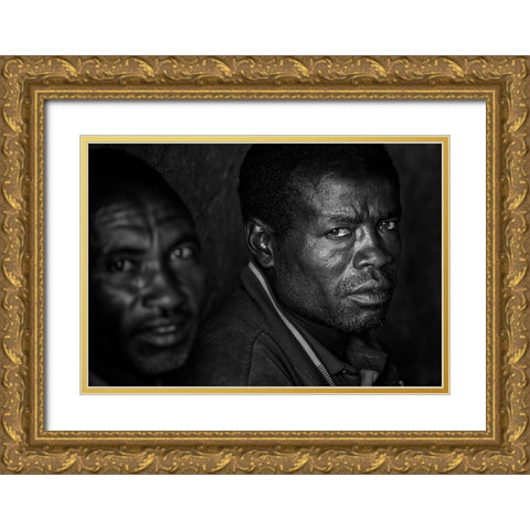 Ethiopian Men. Gold Ornate Wood Framed Art Print with Double Matting by Inazio Kuesta, Joxe