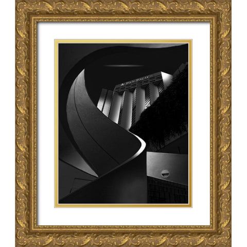 Pan Pacific Nightview Gold Ornate Wood Framed Art Print with Double Matting by Zeng, Jiahong