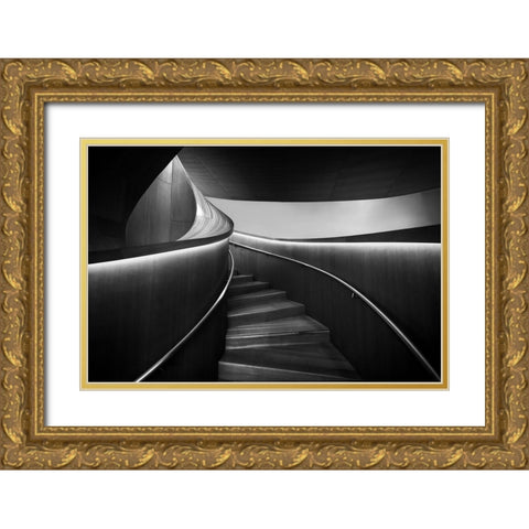 Stairs 3 Gold Ornate Wood Framed Art Print with Double Matting by Zhou, Steven