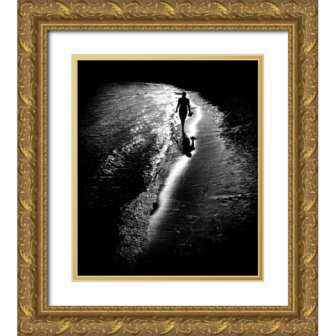 Follow The Light Gold Ornate Wood Framed Art Print with Double Matting by Momanu, Mirela