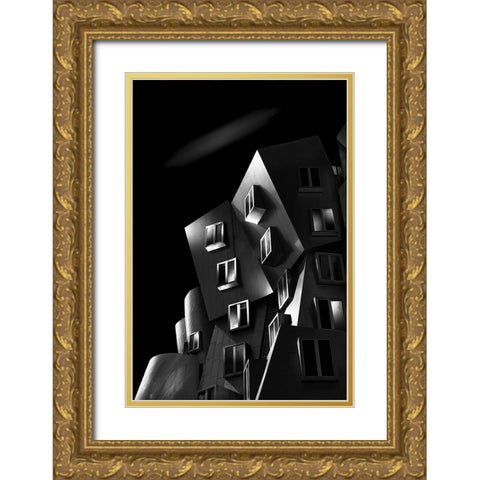 Stata Center Gold Ornate Wood Framed Art Print with Double Matting by Thwaits, Yun