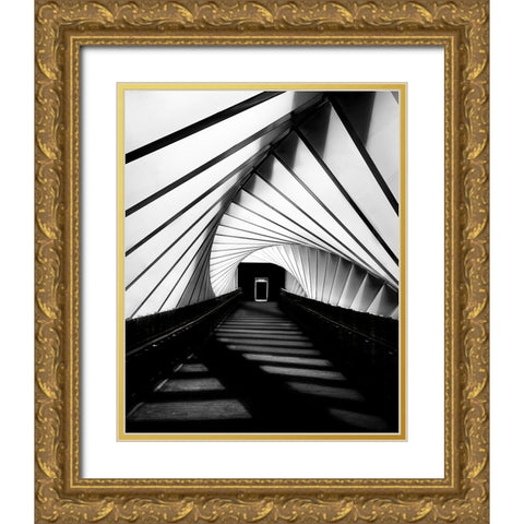 Twisted Shadows Gold Ornate Wood Framed Art Print with Double Matting by Jamal, Khalid