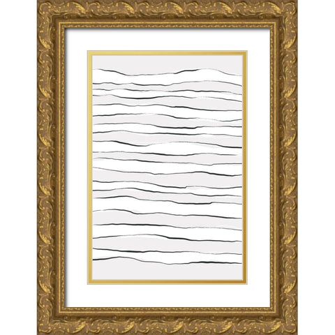 Line On Line Gold Ornate Wood Framed Art Print with Double Matting by Uplusmestudio
