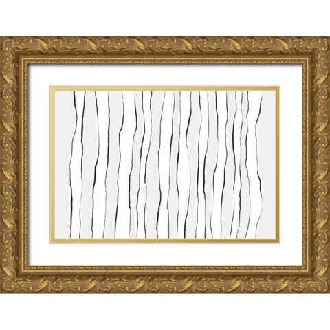 Line On Line Gold Ornate Wood Framed Art Print with Double Matting by Uplusmestudio