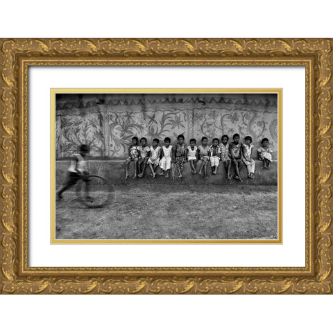 Child Game Gold Ornate Wood Framed Art Print with Double Matting by Das, Avishek