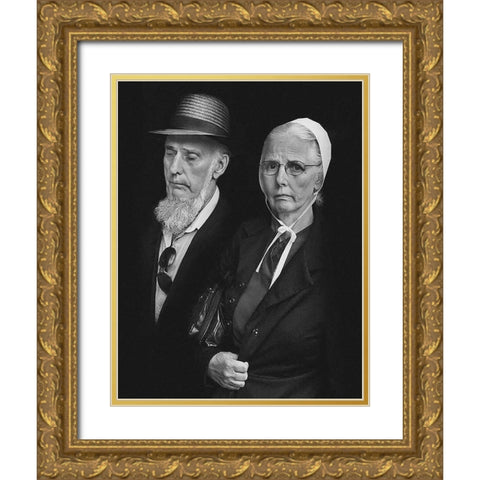 American Gothic Gold Ornate Wood Framed Art Print with Double Matting by Getsadze, Zurab