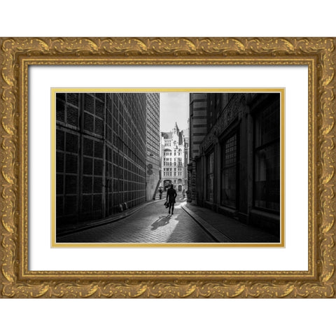 To The Office Gold Ornate Wood Framed Art Print with Double Matting by Koer, Jaap