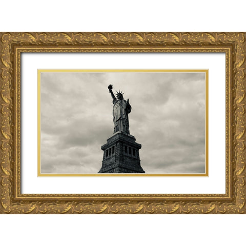 GOD BLESS AMERICA Gold Ornate Wood Framed Art Print with Double Matting by Liu, Xiaoyang