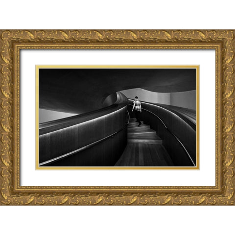Stairs 7 Gold Ornate Wood Framed Art Print with Double Matting by Zhou, Steven