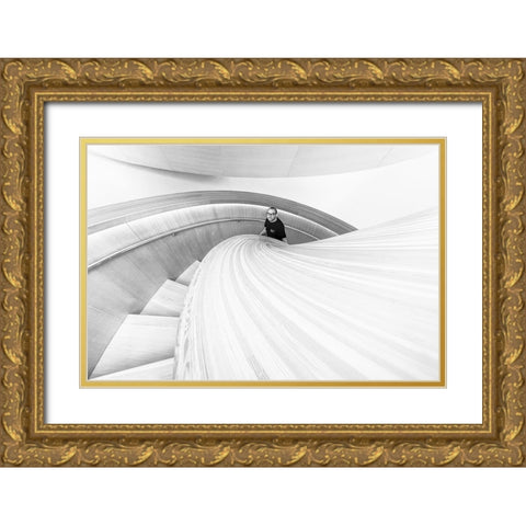 Stairs 8 Gold Ornate Wood Framed Art Print with Double Matting by Zhou, Steven