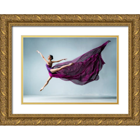Dance In Purple Gold Ornate Wood Framed Art Print with Double Matting by Suharini, Mieke