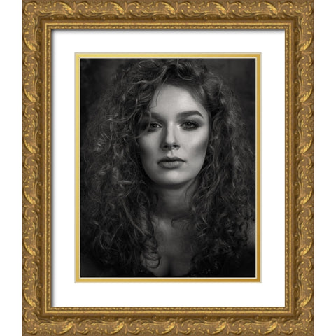 Portrait Of A Young Woman Gold Ornate Wood Framed Art Print with Double Matting by Mighorst, Ineke