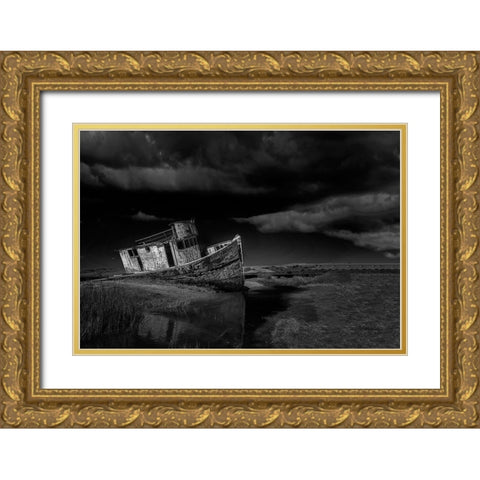 Shipwreck Gold Ornate Wood Framed Art Print with Double Matting by Zeng, Jiahong
