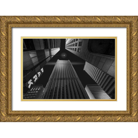 Skyscrapers-3 Gold Ornate Wood Framed Art Print with Double Matting by Zeng, Jiahong