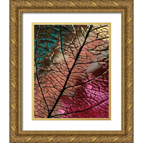 Glass Leaf Gold Ornate Wood Framed Art Print with Double Matting by Lesica, Ivan