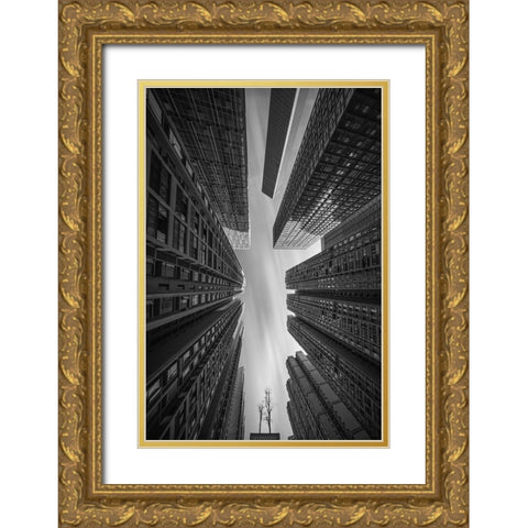 Forest City Gold Ornate Wood Framed Art Print with Double Matting by Tianqi