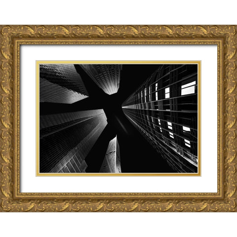 Salesforce Park Gold Ornate Wood Framed Art Print with Double Matting by Zeng, Jiahong