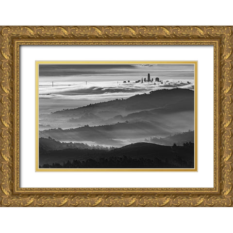Dream City Gold Ornate Wood Framed Art Print with Double Matting by Mao, Yun