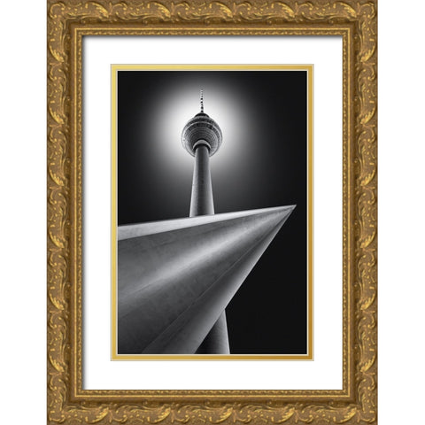 Sputnik Gold Ornate Wood Framed Art Print with Double Matting by Figueras, Antoni