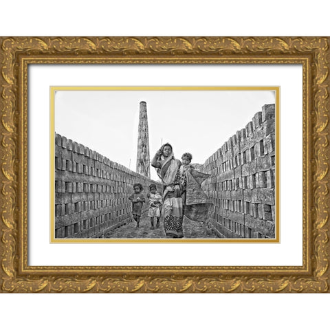 Motherhood Gold Ornate Wood Framed Art Print with Double Matting by Das, Mousumi
