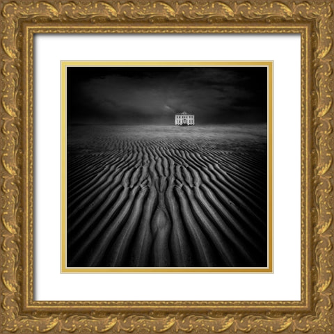 Beach Castle Gold Ornate Wood Framed Art Print with Double Matting by De Groen, Maurits
