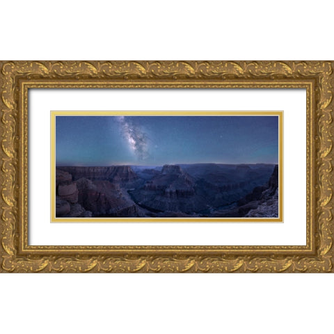 Grand Canyon And Milky Way Gold Ornate Wood Framed Art Print with Double Matting by Wei, Willa