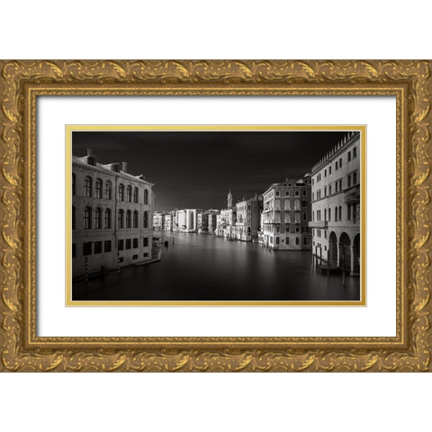Grand Canal Gold Ornate Wood Framed Art Print with Double Matting by Pessotto, Tommaso
