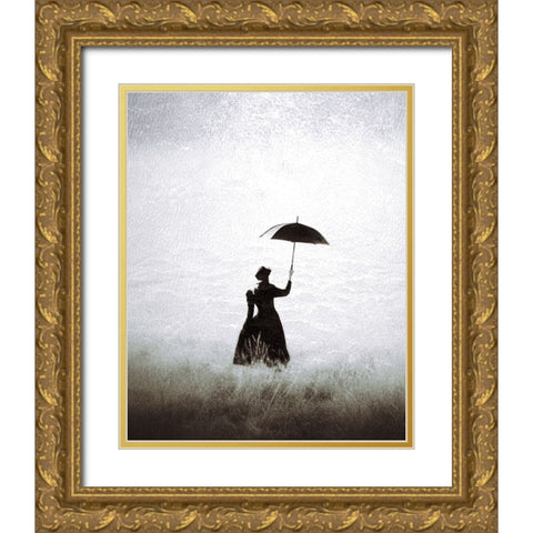 Porque te vas Gold Ornate Wood Framed Art Print with Double Matting by Aurelian