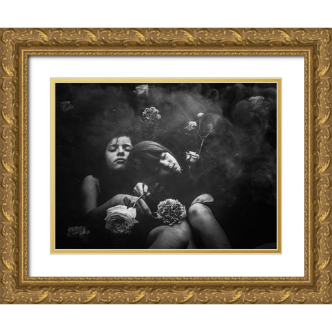 Children Of The Earth Gold Ornate Wood Framed Art Print with Double Matting by Margau, Delphine