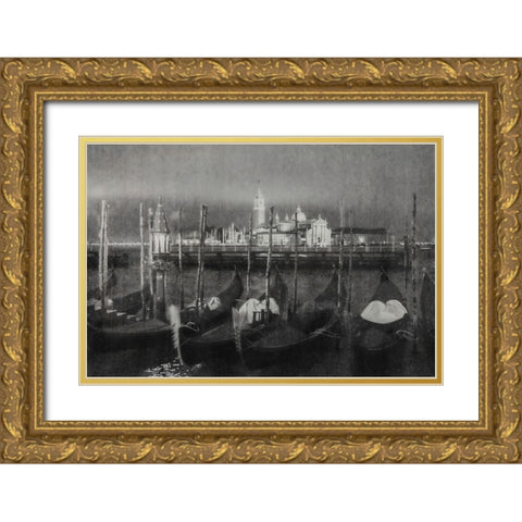 Rainy Night in Venice Gold Ornate Wood Framed Art Print with Double Matting by Yermoshkin, Leonid