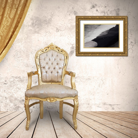 Black Beach Gold Ornate Wood Framed Art Print with Double Matting by Li, Yongnan