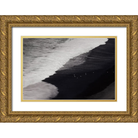 Black Beach Gold Ornate Wood Framed Art Print with Double Matting by Li, Yongnan
