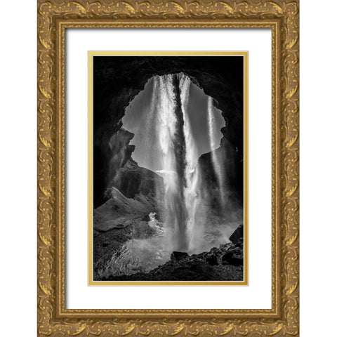 behind the waterfall Gold Ornate Wood Framed Art Print with Double Matting by Reichelt, Dieter